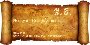 Neiger Benjámin névjegykártya